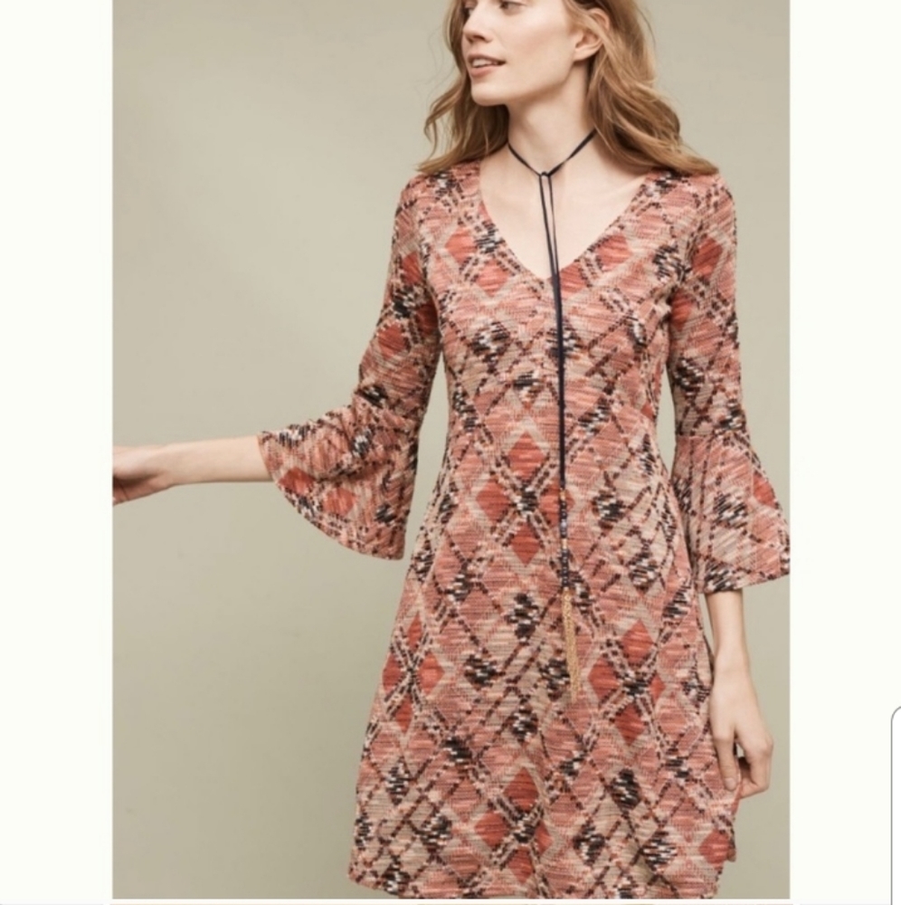 Anthropologie Maeve Erina Swing Dress Bell Sleeve Small